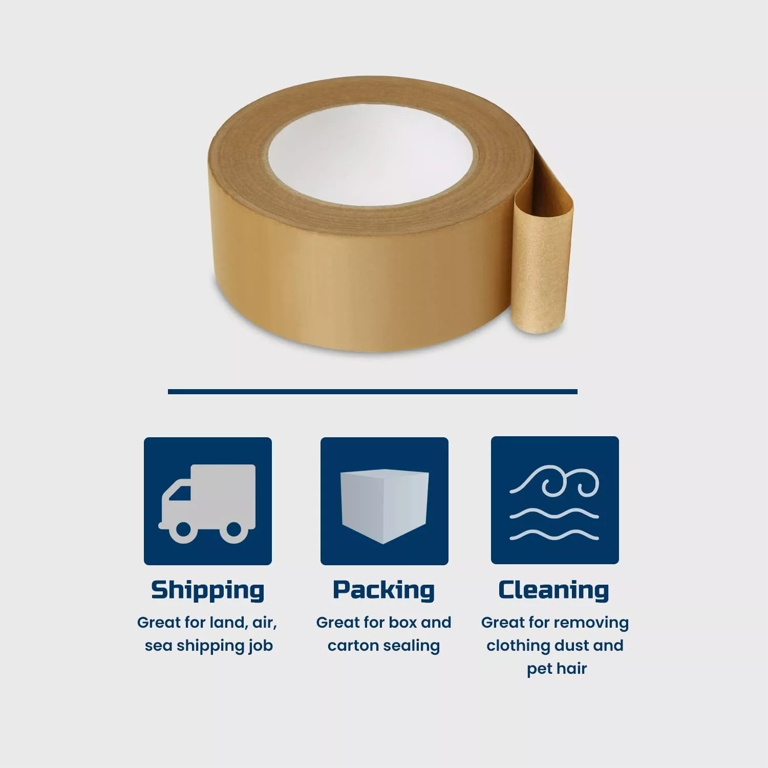 Manufacture 1/2/3" * 55 Yard Self-Adhesive Kraft Paper Carton Box Sealing Packing Tape Biodegradable&Recyclable 6 Rolls/piece