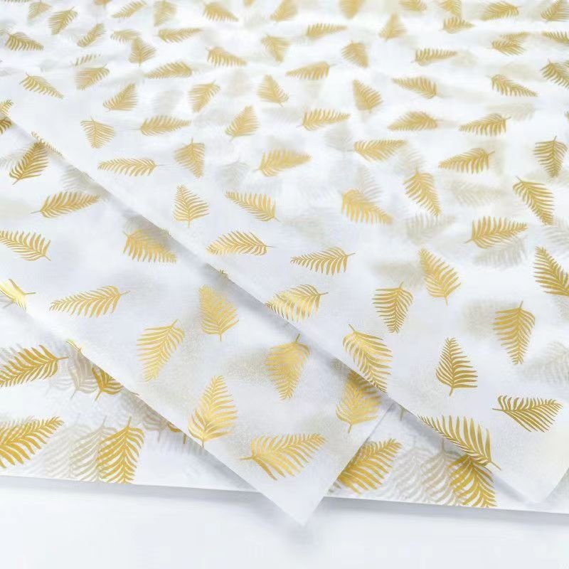 Customized Gloden Logo White Packaging Paper Tissue Wrapping Paper For Garment Packaging Clothes Wrapping Tissue Paper With Logo