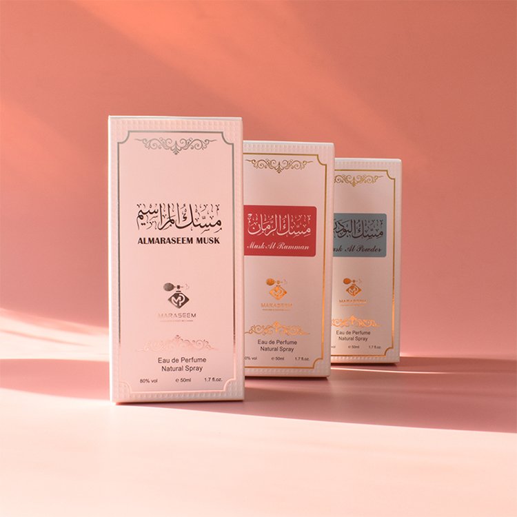 Boite Fsc Luxury Silver Foil UV Embossing anti shake Gift Cosmetics Packaging Perfume paperboard Paper Boxes with insert flute