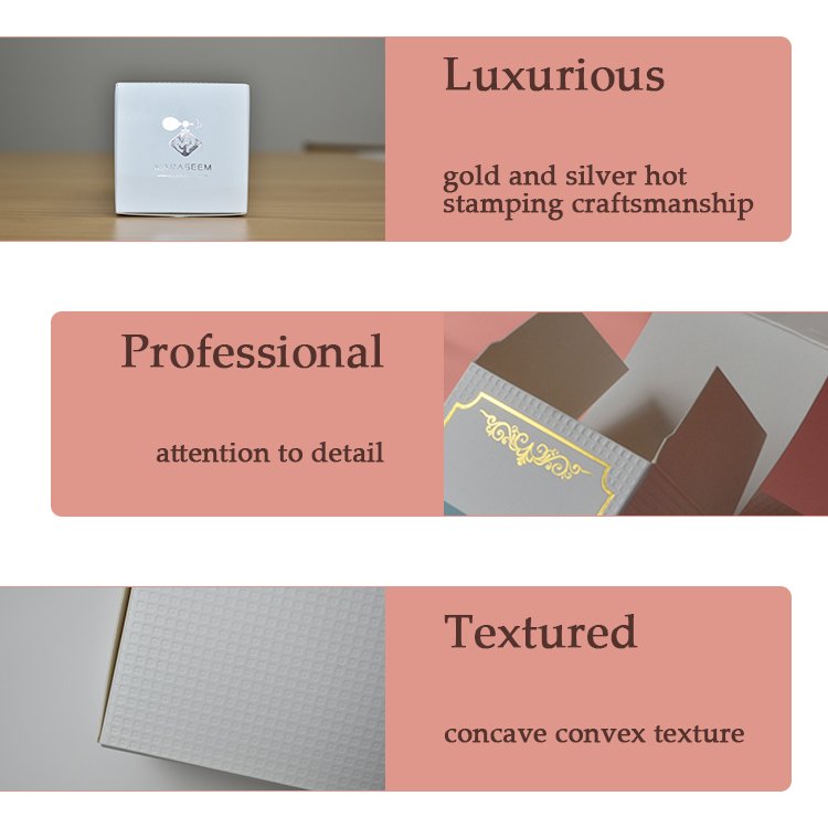Boite Fsc Luxury Silver Foil UV Embossing anti shake Gift Cosmetics Packaging Perfume paperboard Paper Boxes with insert flute