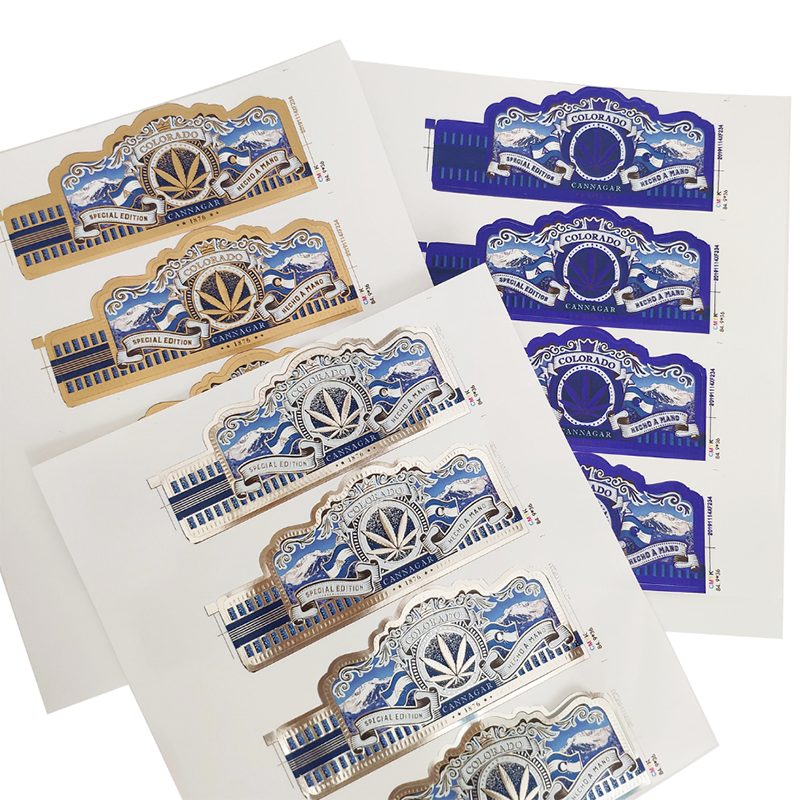 Custom Cigar labels and tags sheet logo gold foil stamping packaging sticker China maker