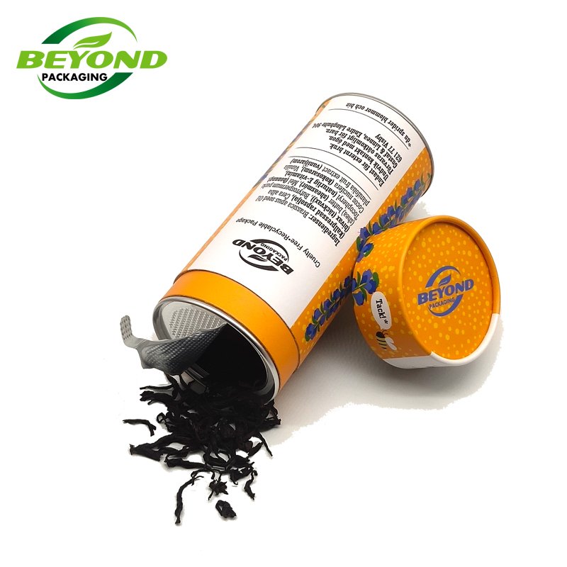 Customized Size Color Logo Cylindrical Round Can With Aluminum Foil Lid Tea Packaging Paper Tube Standard Carton Packaging