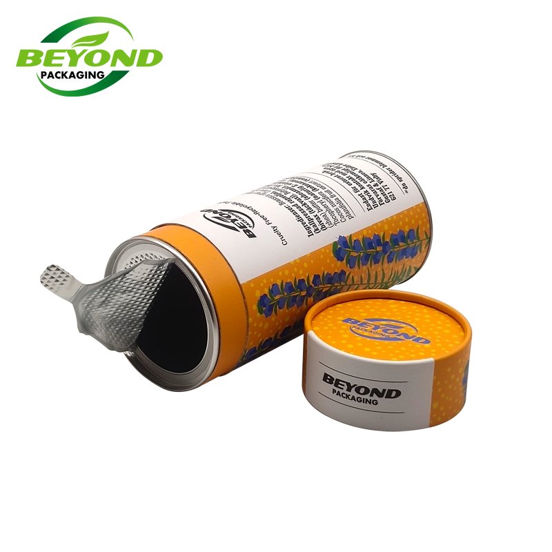 Customized Size Color Logo Cylindrical Round Can With Aluminum Foil Lid Tea Packaging Paper Tube Standard Carton Packaging