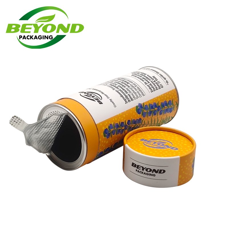 Customized Size Color Logo Cylindrical Round Can With Aluminum Foil Lid Tea Packaging Paper Tube Standard Carton Packaging