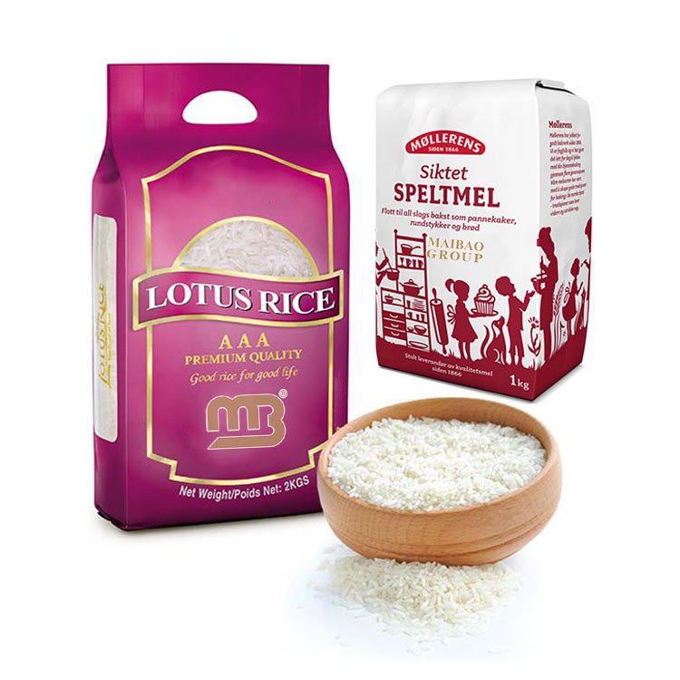 Custom Printed 2kg 10kg Classic Jasmine Rice Bag With Handle Vacuum Flour Packaging Bag Laminated Plastic Rice Bag 1kg 3kg 5kg
