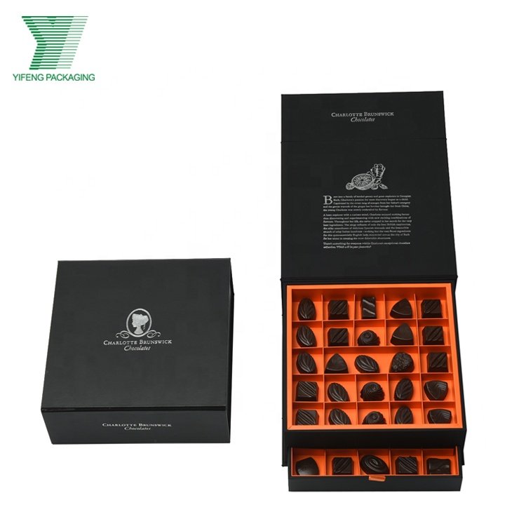 Custom Handmade Luxury Black Paper Cardboard Box Sweet Chocolate Bar Gift Packaging Empty Chocolate Box