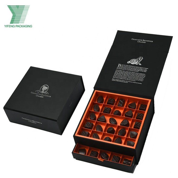 Custom Handmade Luxury Black Paper Cardboard Box Sweet Chocolate Bar Gift Packaging Empty Chocolate Box