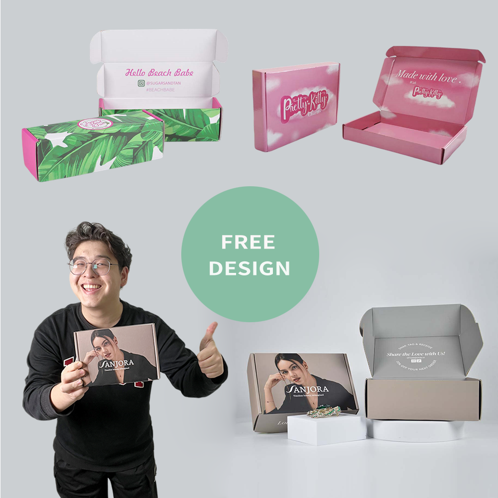 Free Sample Custom Logo Personalised Ecommerce Postal Pink Color Cosmetic Corrugated Packaging Mailer Shipping Paper Boxes