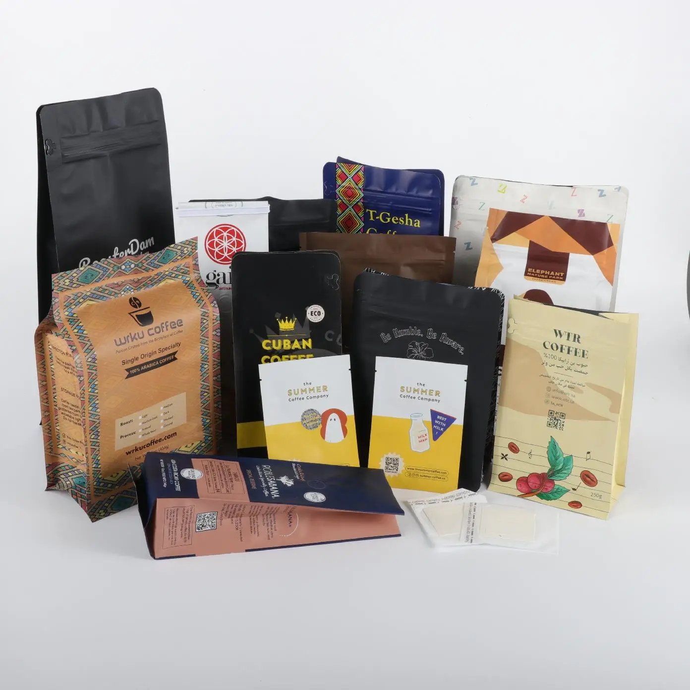 Custom Printing Pouches Aluminum Foil Moisture Proof Paper 1kg Flat Bottom Zipper Top 340g Tea Coffee Packaging Bags With Valve