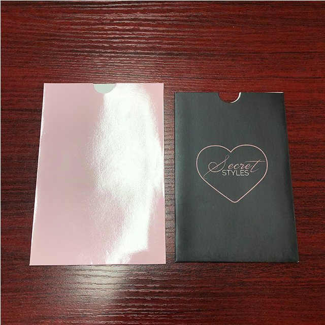 Luxury UV spot black Kraft paper receipt sleeve pouch clothing thank you greeting cards holder envelope sleeve