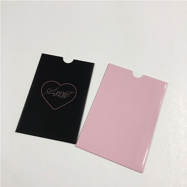 Luxury UV spot black Kraft paper receipt sleeve pouch clothing thank you greeting cards holder envelope sleeve