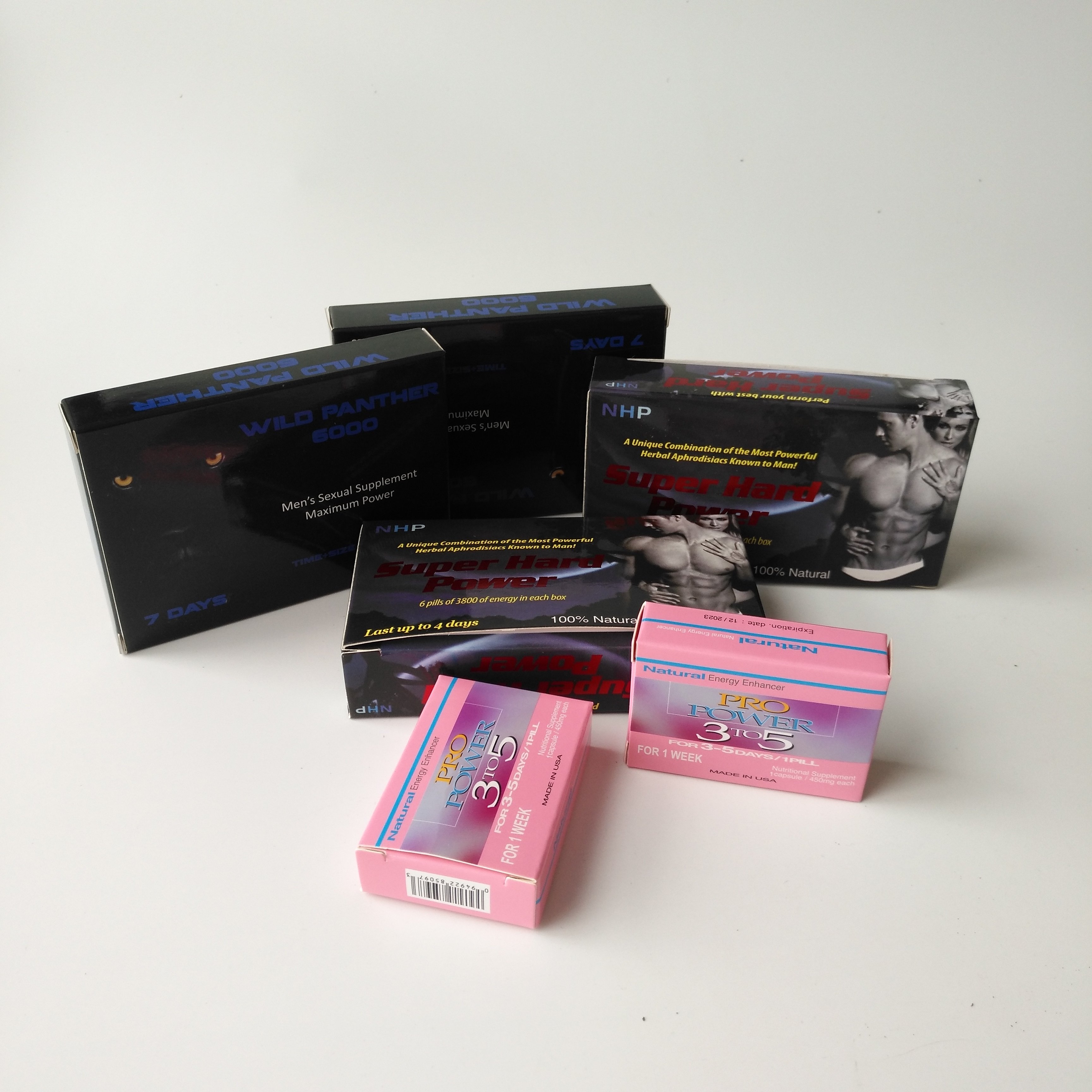 Empty cardboard pill box 7 days for male pro-powder 3 to 5 wild panther 6000 Cartridge Packaging paper box