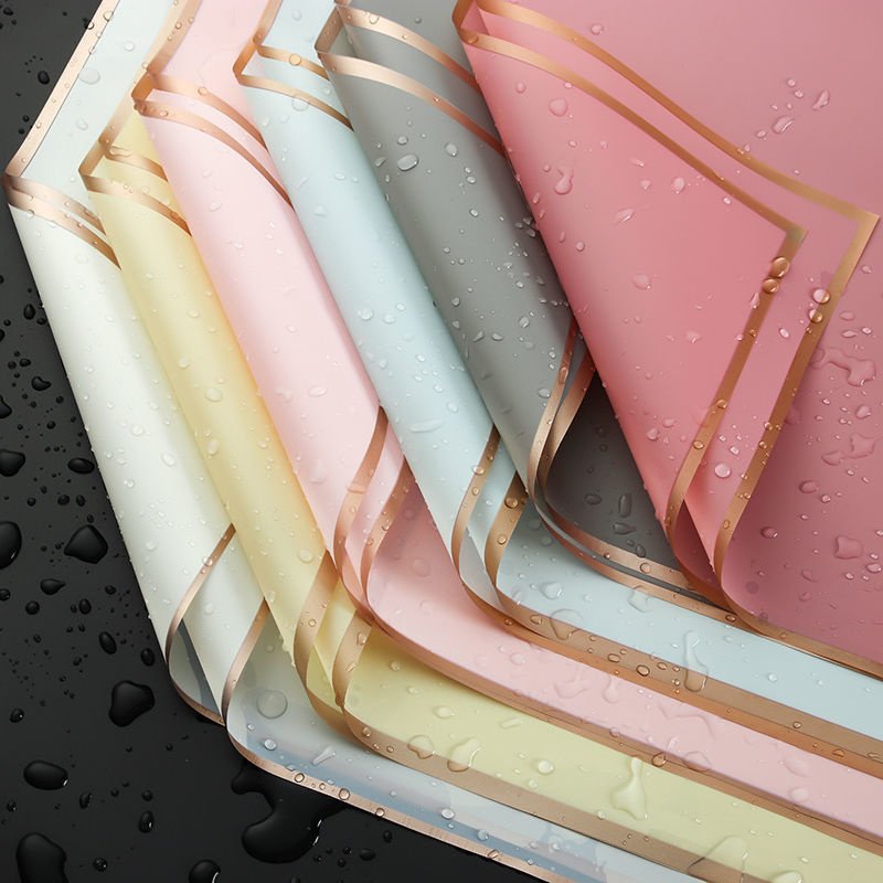 Shinewrap Factory Wholesale Pure Color Golden Edge Flower Wrapping Paper Luxury DIY Crafts Gift Packaging Flower Wrapping Paper