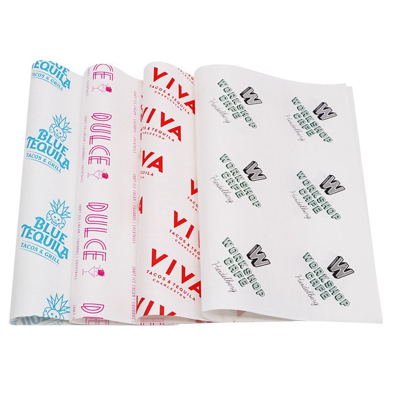 Offset Printing Custom Logo Printed Oilproof Paper Cooking Baking Packaging Paper Greaseproof Wax Wrapping Paper For Food