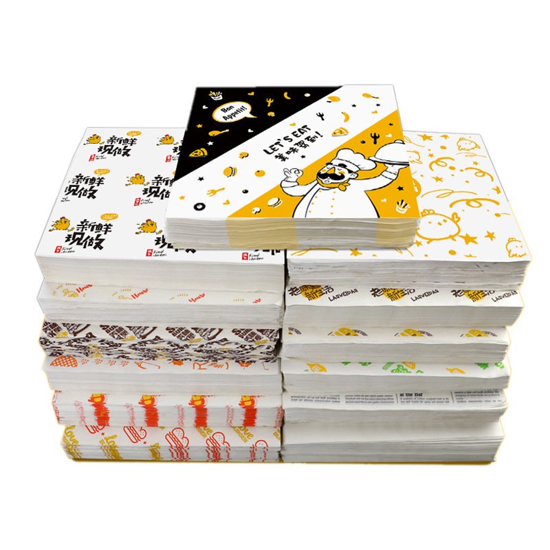 Offset Printing Custom Logo Printed Oilproof Paper Cooking Baking Packaging Paper Greaseproof Wax Wrapping Paper For Food