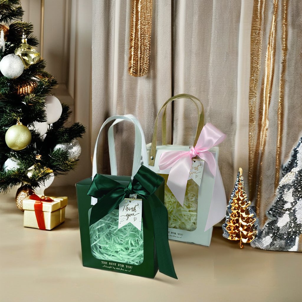 Custom Luxury Colorful Window Bag Wedding Thank You Small sweet candy packaging paper gift box With Handle