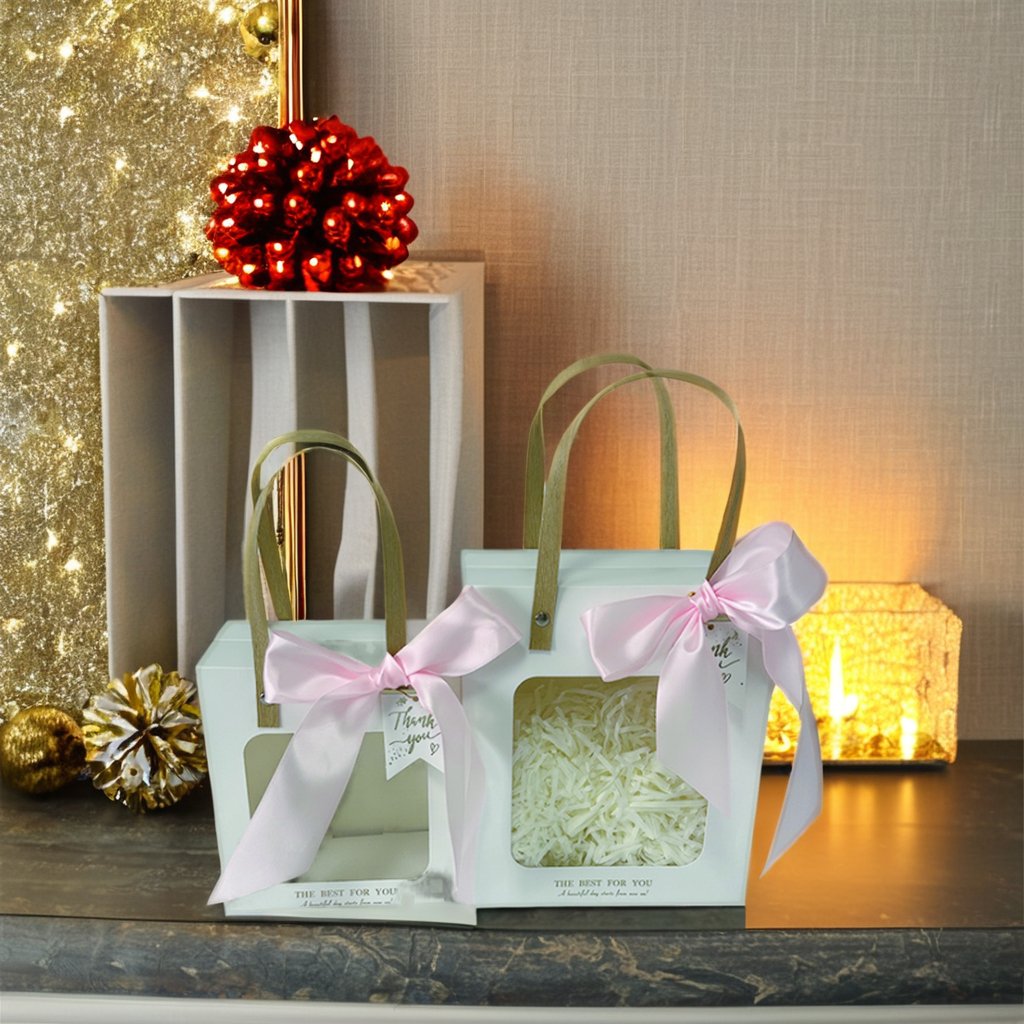 Custom Luxury Colorful Window Bag Wedding Thank You Small sweet candy packaging paper gift box With Handle