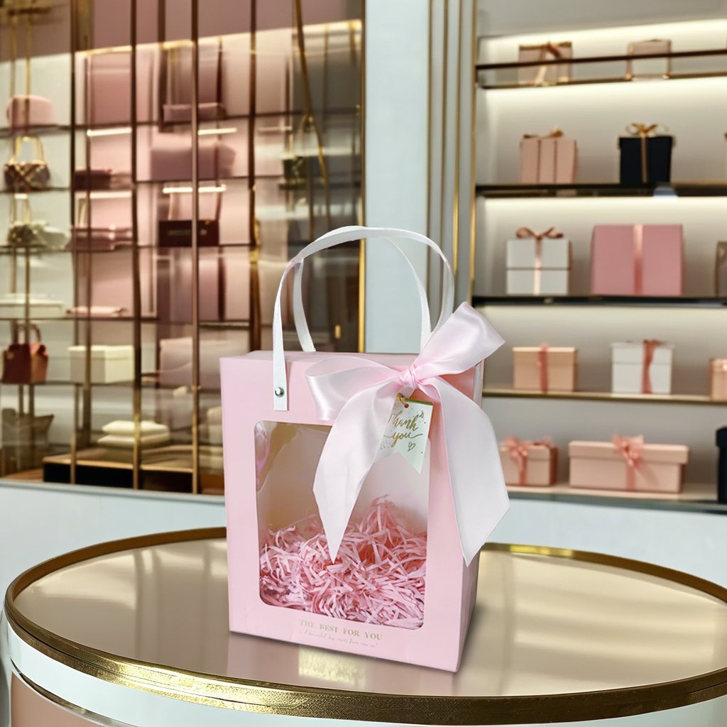 Custom Luxury Colorful Window Bag Wedding Thank You Small sweet candy packaging paper gift box With Handle