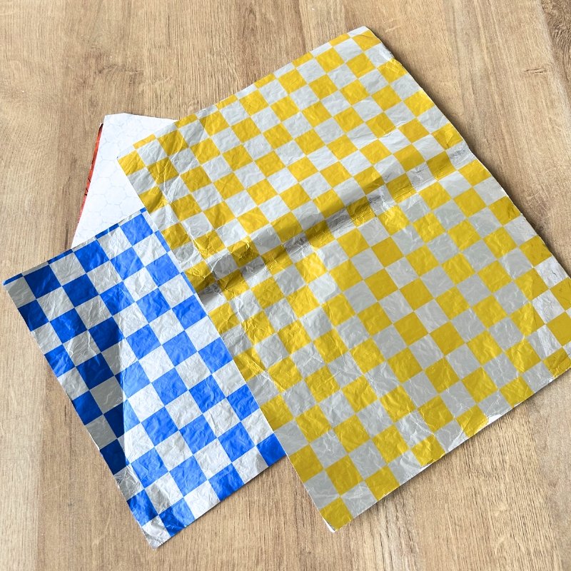 Custom Honeycomb Burger Aluminum Foil Soft Printed Pop Up Foil Sheets Sandwich Wrap Sheet tin foil sheets for food