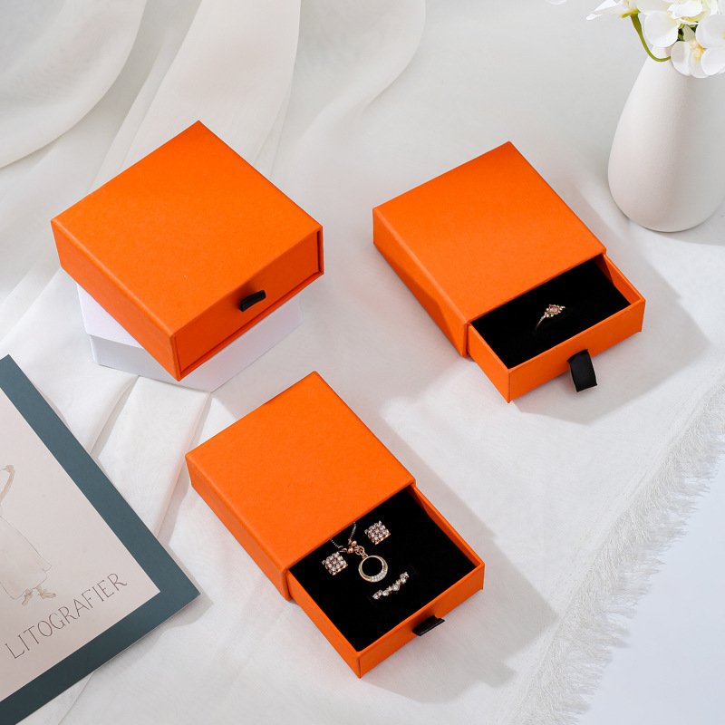 Custom Printed Logo Jewelry Cardboard Paper Packaging Box Jewelry Sliding Drawer Jewelry Packaging Gift Box