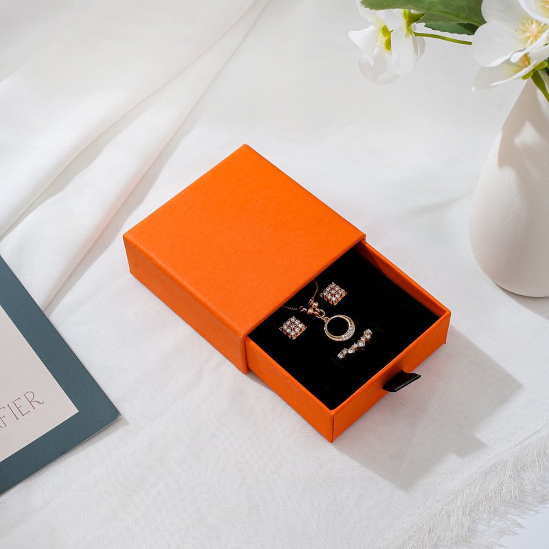 Custom Printed Logo Jewelry Cardboard Paper Packaging Box Jewelry Sliding Drawer Jewelry Packaging Gift Box