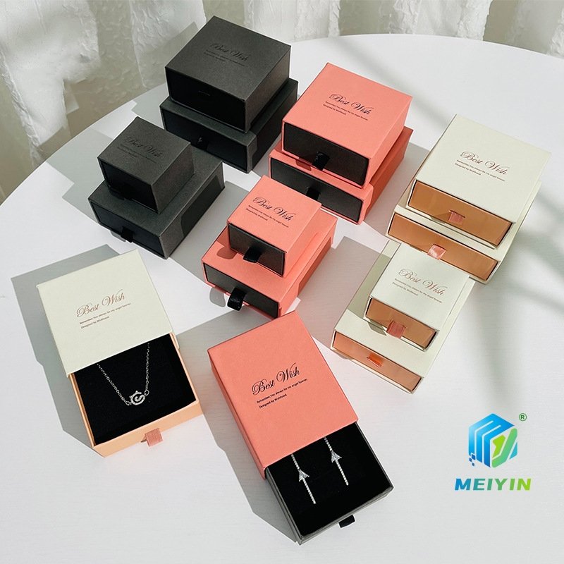 Custom Printed Logo Jewelry Cardboard Paper Packaging Box Jewelry Sliding Drawer Jewelry Packaging Gift Box