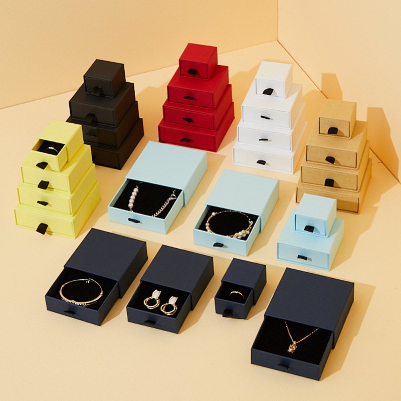 Custom Printed Logo Jewelry Cardboard Paper Packaging Box Jewelry Sliding Drawer Jewelry Packaging Gift Box