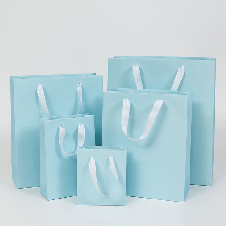 Custom Printed logo Paper Gift Bag Packaging Kraft Shopping Bags with Ribbon Rope Boutique Recyclable Handbag for Clothing