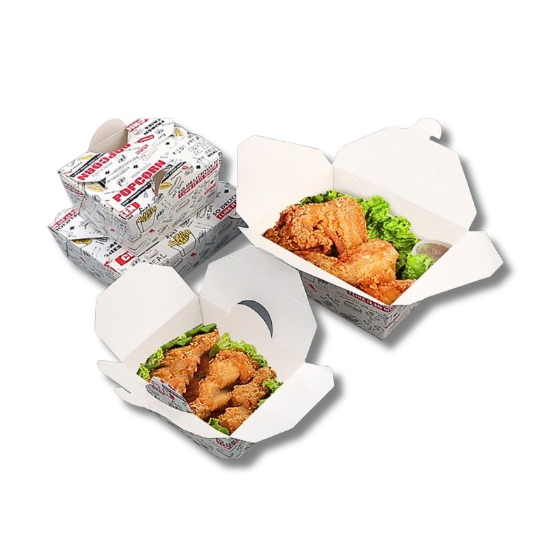 Custom recoverable Fast Food Snack Fried Chicken Packing Paper Box Wholesale Disposable Fries Burger To Go Packaging Paper Box