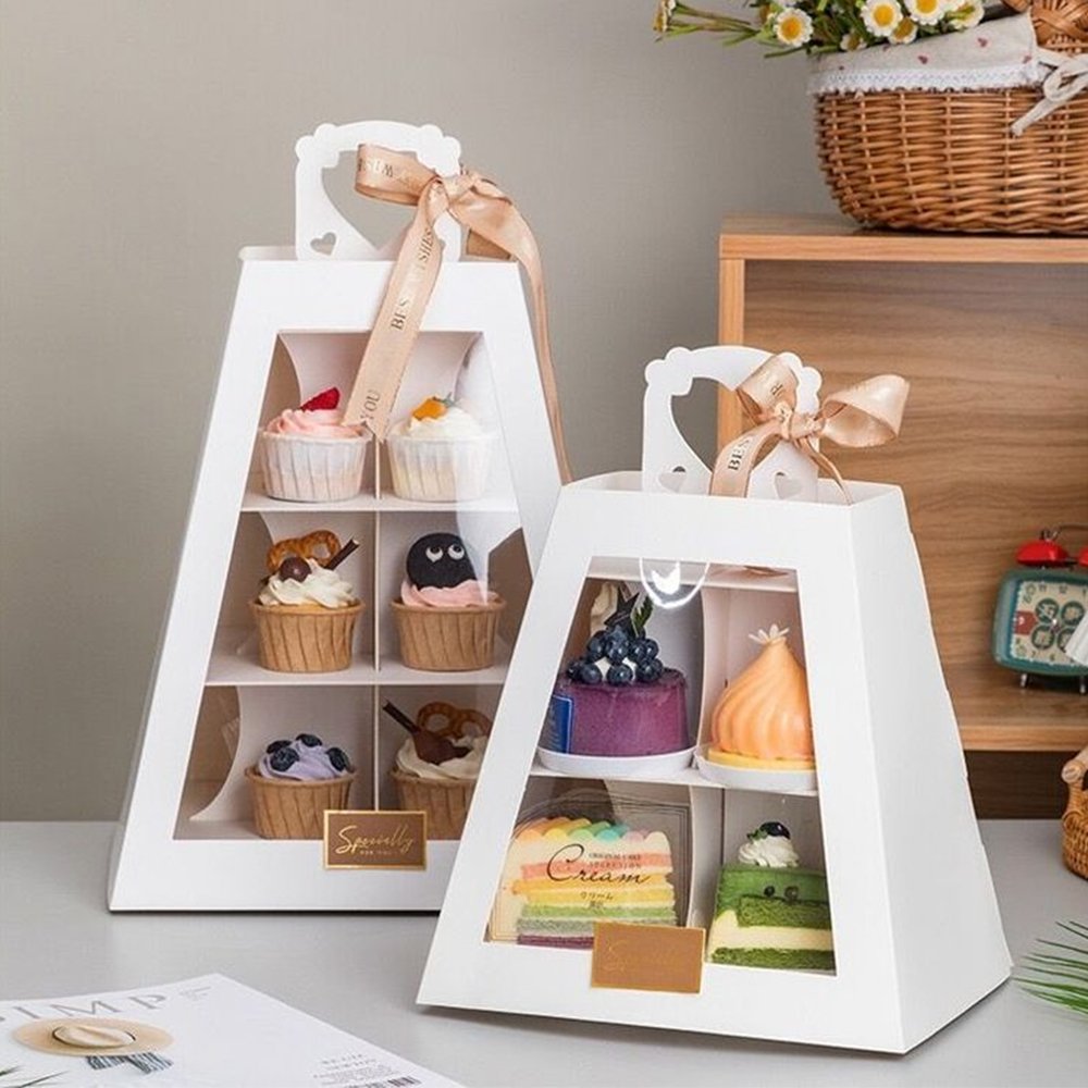 Custom printed logo design Hotel Afternoon Tea cup cake packing boxes biscuit cupcake donut Macaron packaging paper box