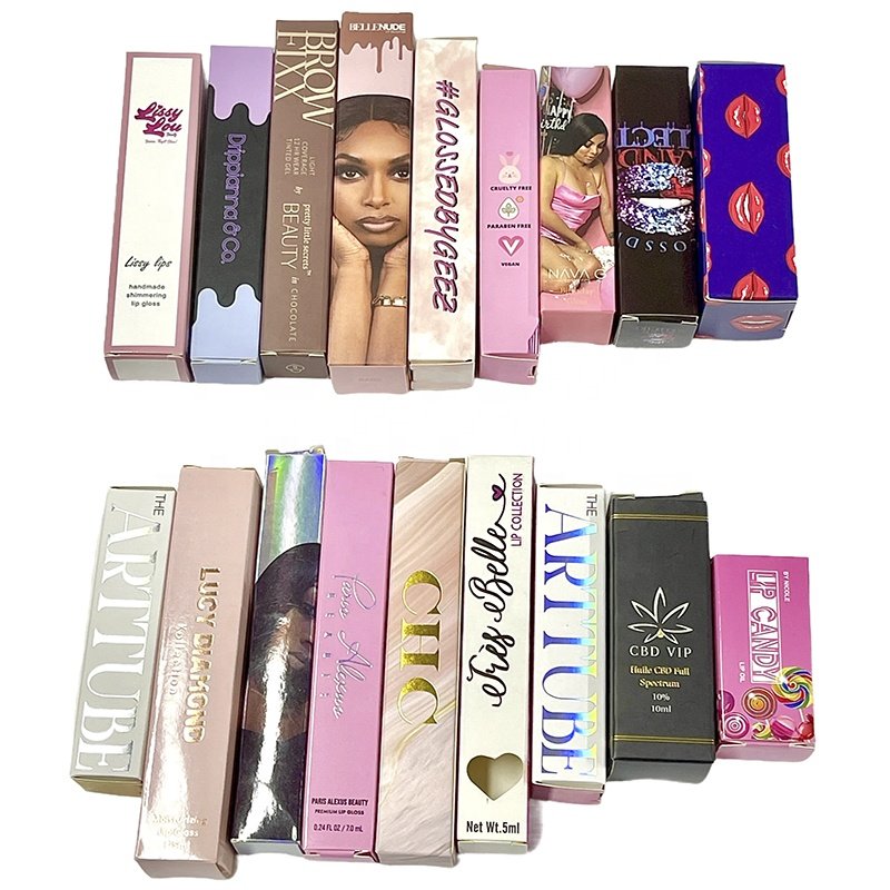 Custom logo lip gloss tube packing box luxury modern style custom lipstick box lip balm set packaging