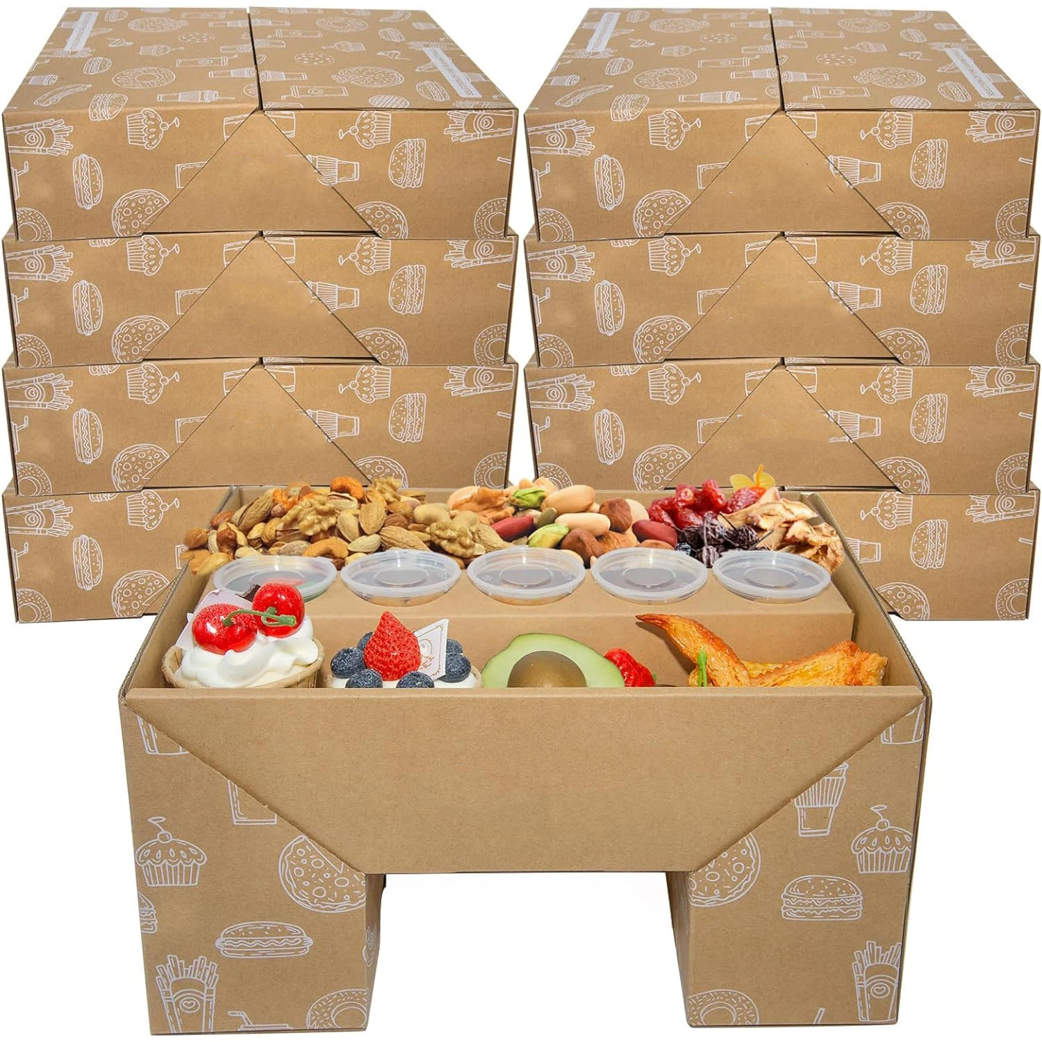 Wholesale Paper Flip Box Party Chocolate Favorite Picnic Box Platter Brunch Grazing Food Packaging Box
