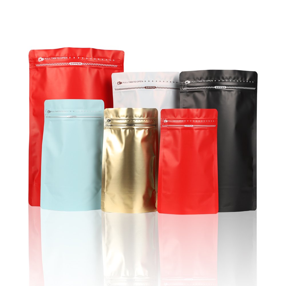 Custom Printed Aluminum Foil Stand Up Coffee Bag With Valve Zipper Coffee Beans Bag