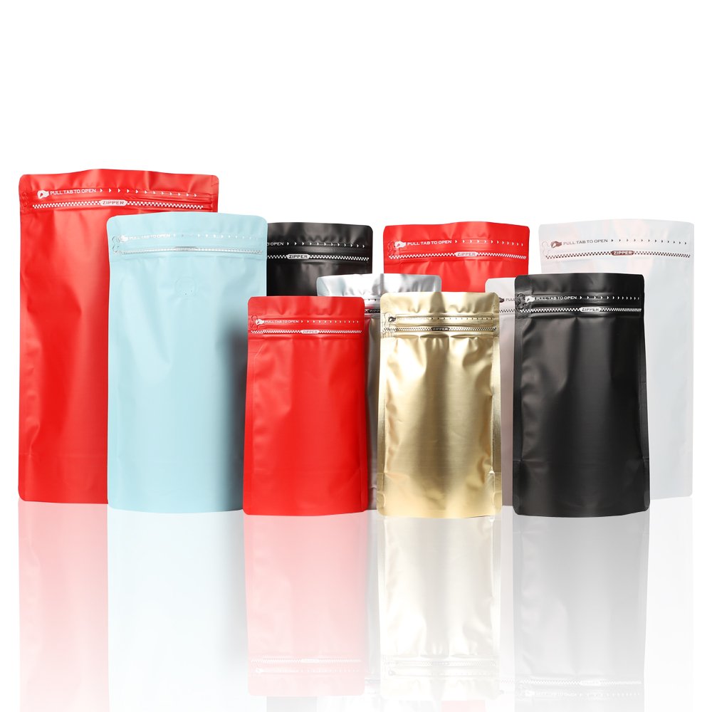 Custom Printed Aluminum Foil Stand Up Coffee Bag With Valve Zipper Coffee Beans Bag