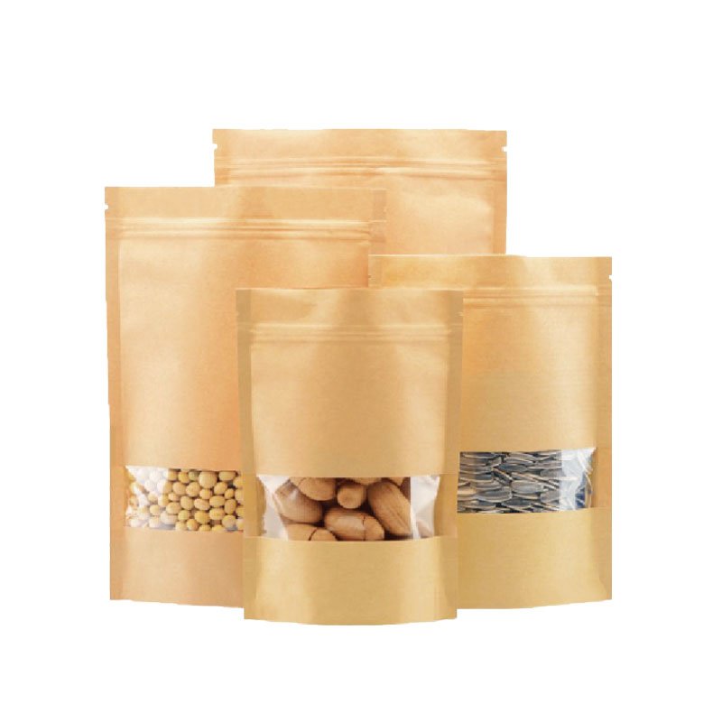 Custom design kraft paper plastic packaging bags stand up pouches package for tea