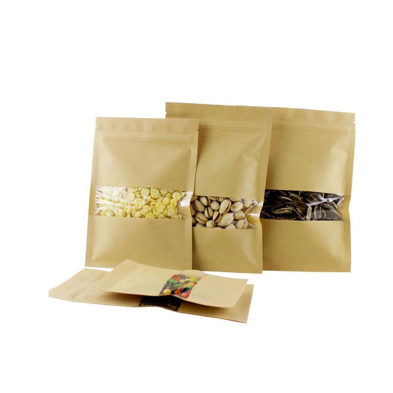 Custom design kraft paper plastic packaging bags stand up pouches package for tea