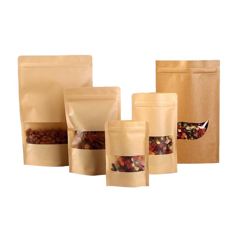 Custom design kraft paper plastic packaging bags stand up pouches package for tea