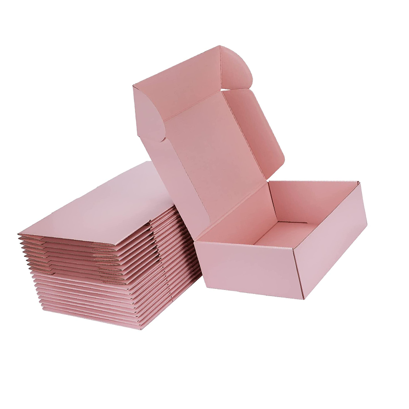 Hot Sale Eco Friendly Small Corrugated Cardboard Box for Mailing Pink Shipping Paper Mailer Boxes