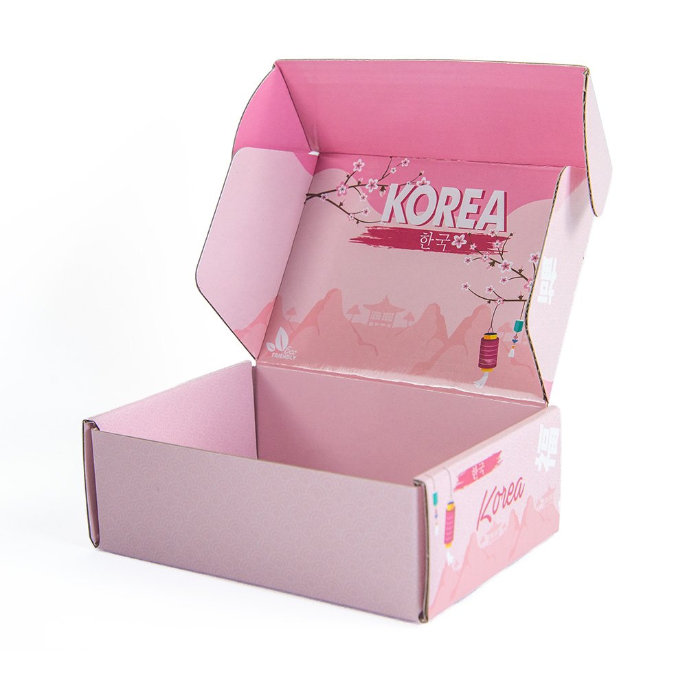 Custom Gift Box Double-sided Printing Corrugated Box For Cosmetic Pink Mailing Paper Boxes With Your Own Logo
