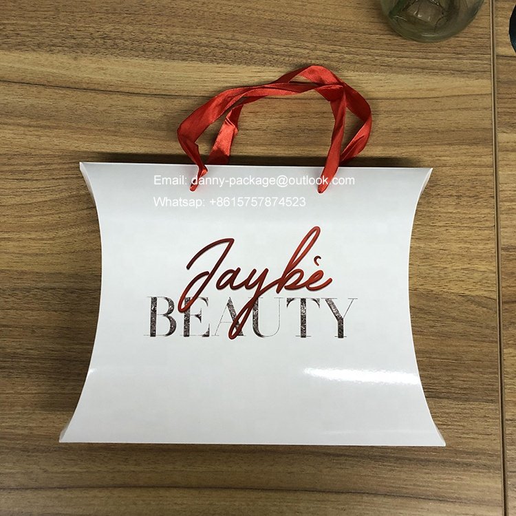 Custom Logo Printed Hair Extensions Packaging Box Wig Paper Gift Pillow Box