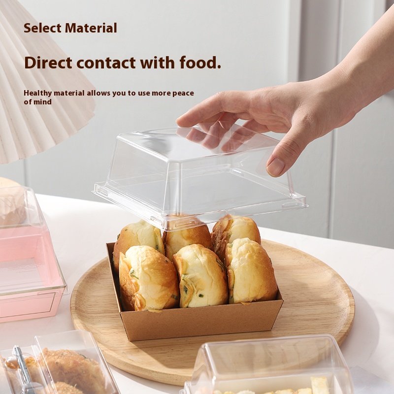 Baked Goods Packaging Paper Boxes High Quality Dessert Baking Cake Box Packaging with Clear Plastic Cover