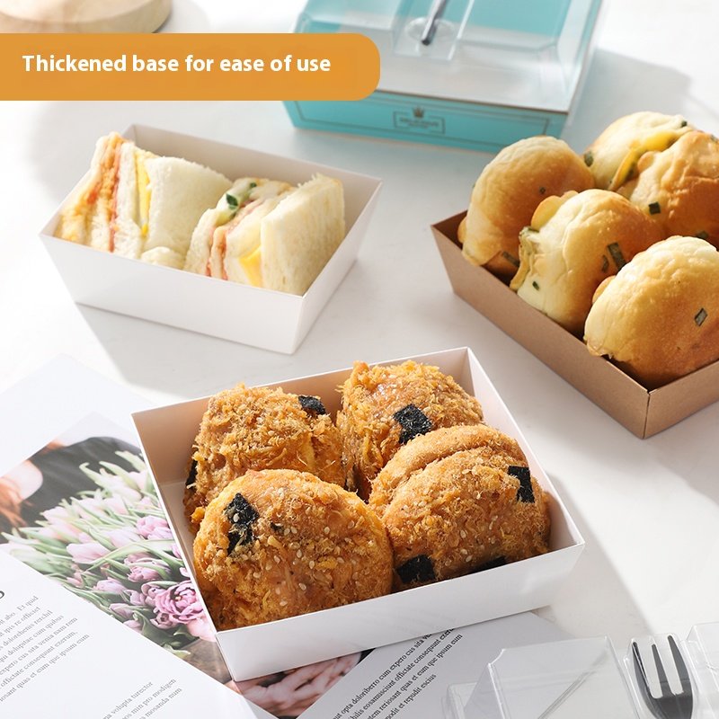 Baked Goods Packaging Paper Boxes High Quality Dessert Baking Cake Box Packaging with Clear Plastic Cover