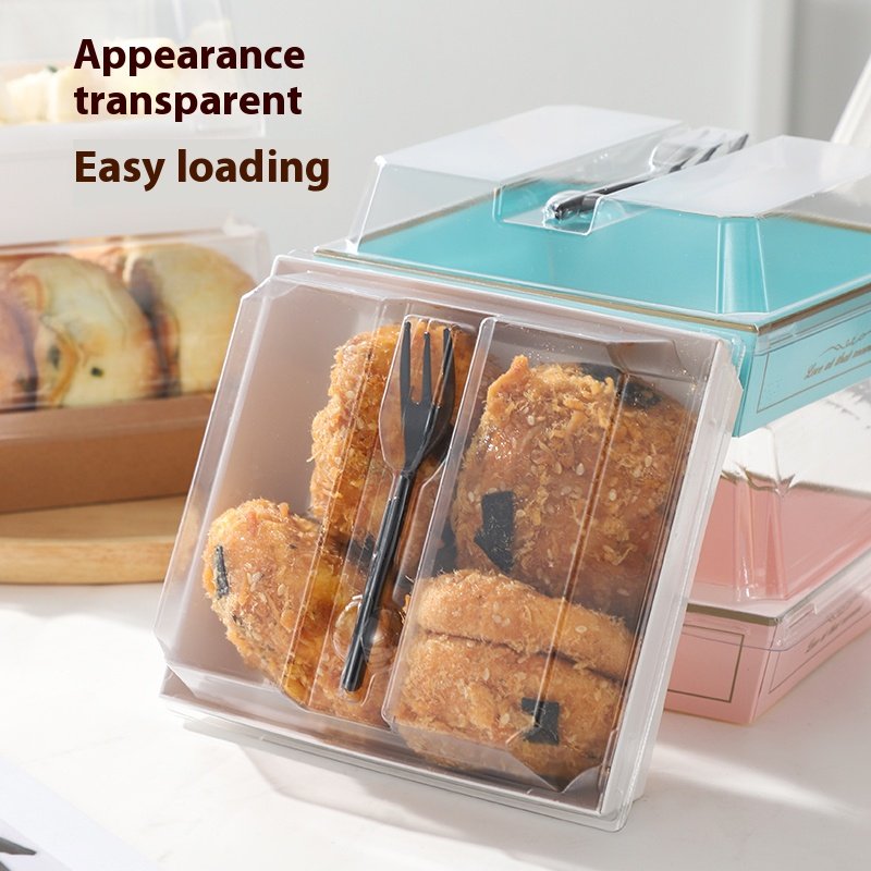 Baked Goods Packaging Paper Boxes High Quality Dessert Baking Cake Box Packaging with Clear Plastic Cover