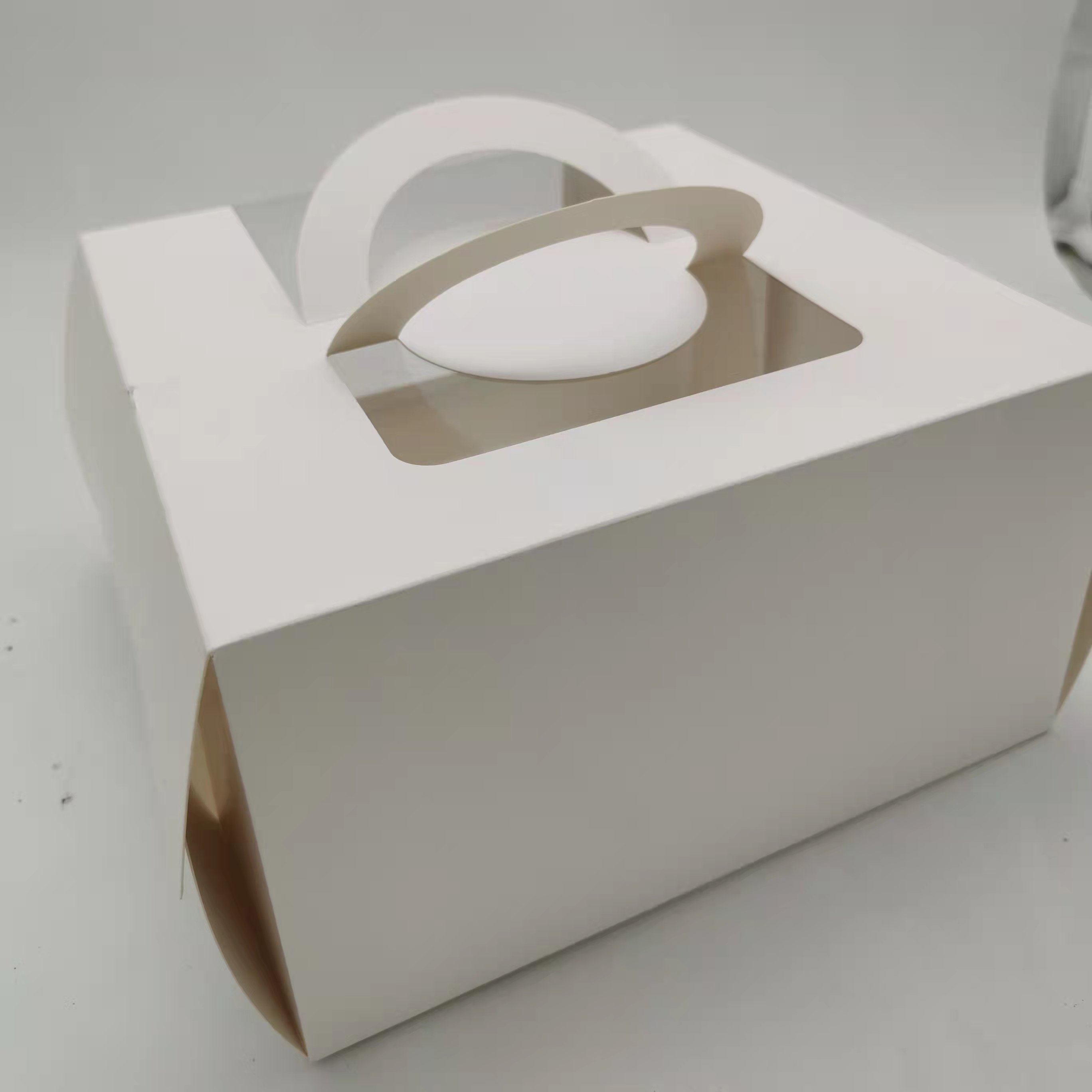 factory wholesale custom paper cake packaging box with handle and windows