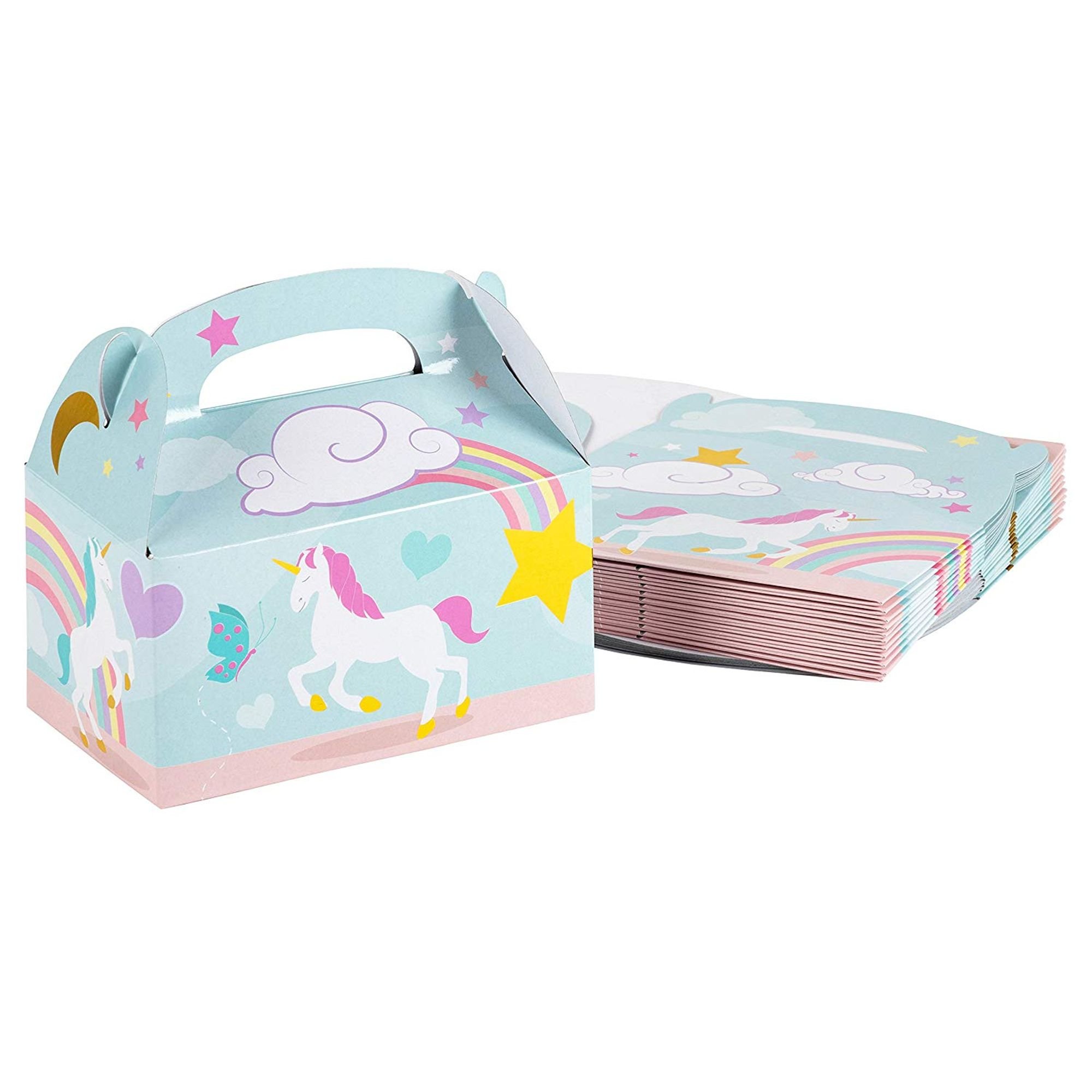 Factory Custom Small Cute Colorful Folding Kids Birthday Party Gift Paper Boxes Package With Handle