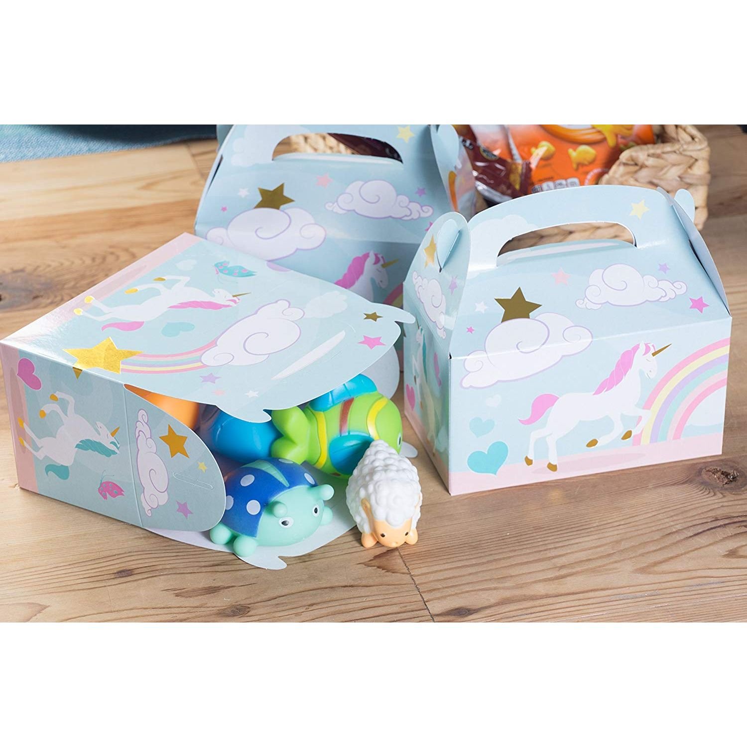 Factory Custom Small Cute Colorful Folding Kids Birthday Party Gift Paper Boxes Package With Handle