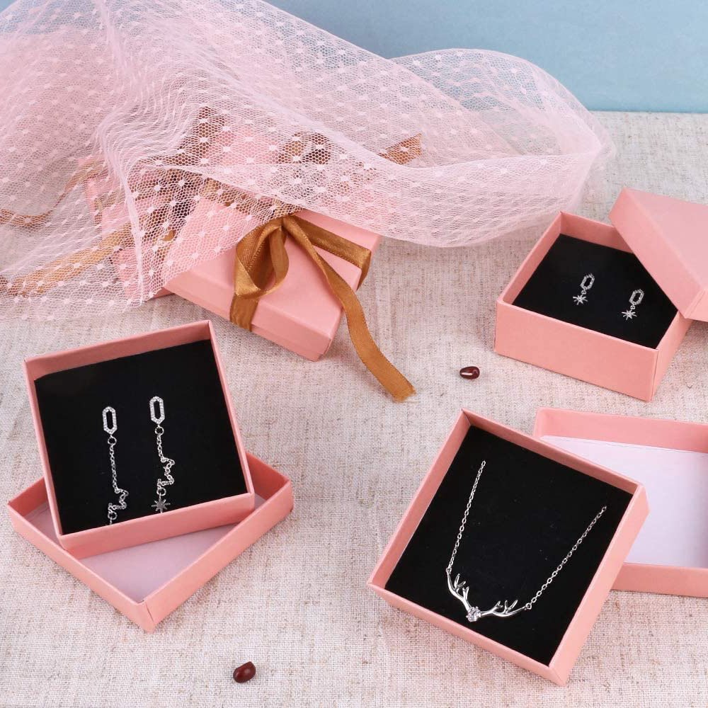 Customized Private Label Cardboard Multi Size Cardboard Paper Pink Jewelry Box Packaging