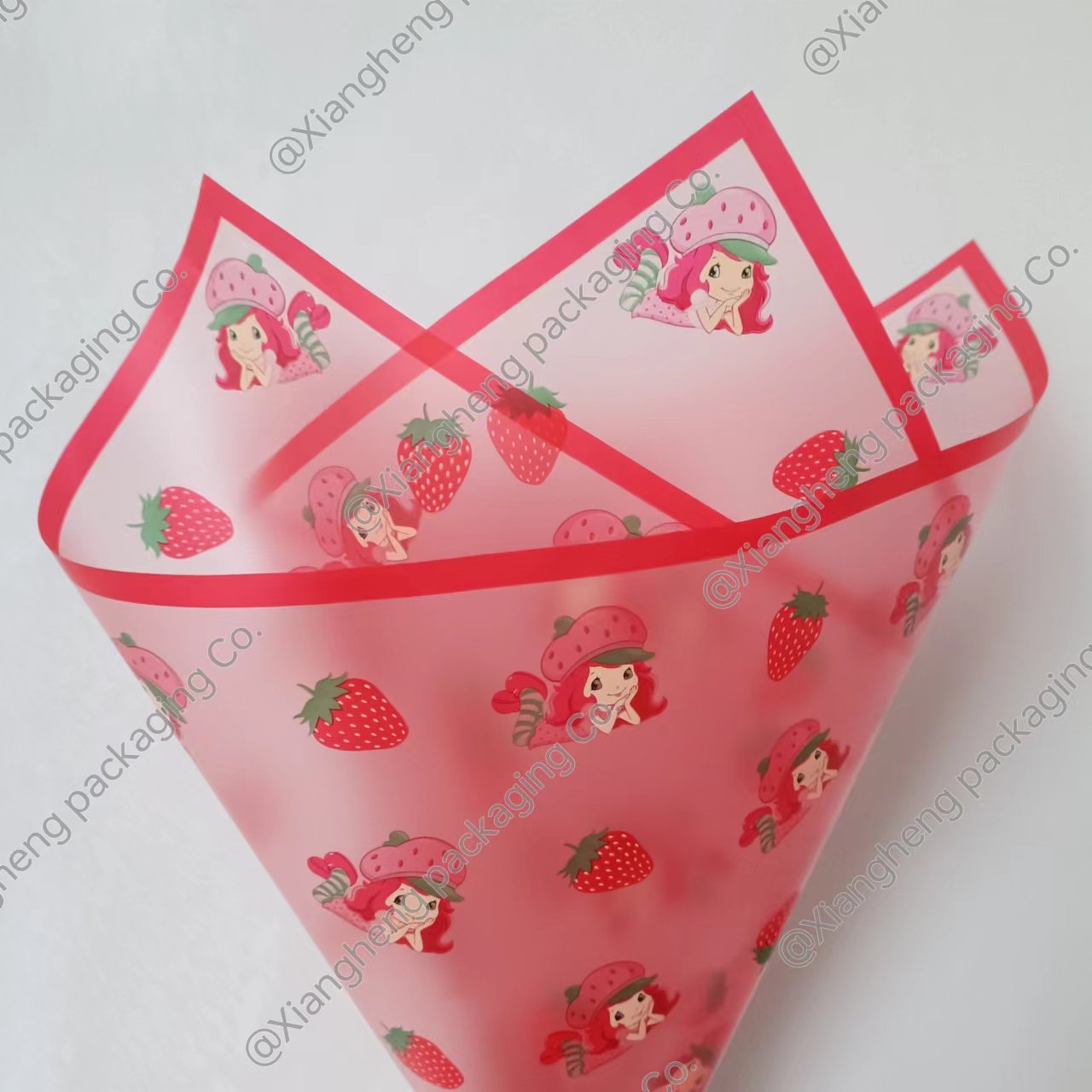 New design frayed strawberry girl wrapping paper for flowers korean floral paper flower wrapping paper custom gift decoration