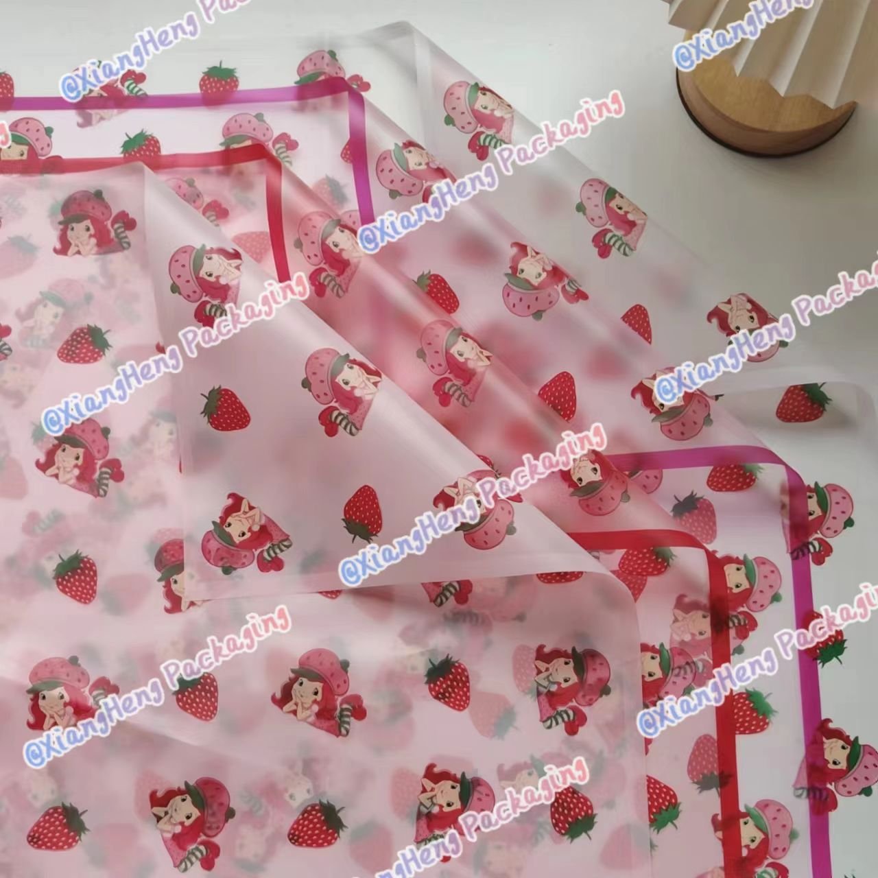 New design frayed strawberry girl wrapping paper for flowers korean floral paper flower wrapping paper custom gift decoration