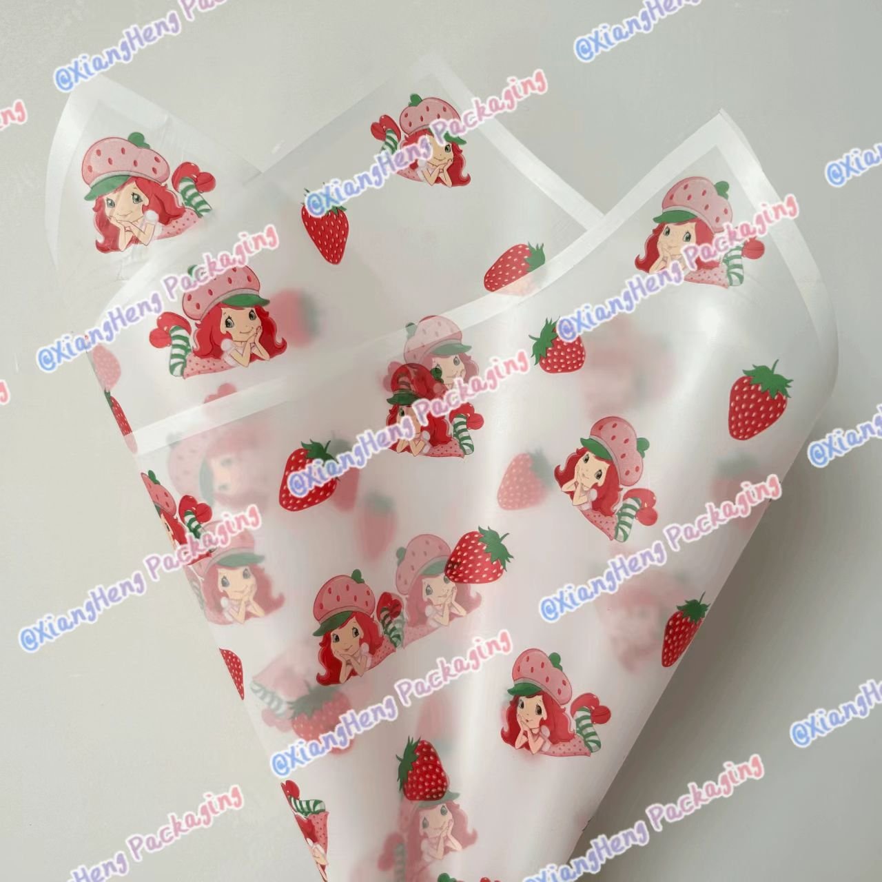 New design frayed strawberry girl wrapping paper for flowers korean floral paper flower wrapping paper custom gift decoration